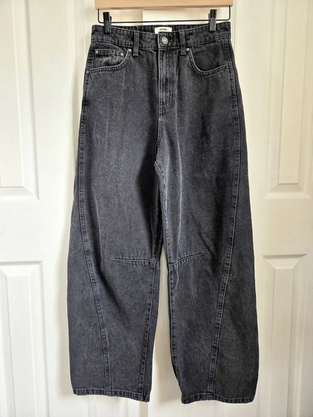 Cotton On Black Wide Leg High Rise Barrel Jeans, Size 26